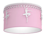 Baletnica Pink Pendant Lamp 1xe27 Beautiful Hand Made Lamp With Soft Fabric Shade Decorated With Ballerinas And Crystals