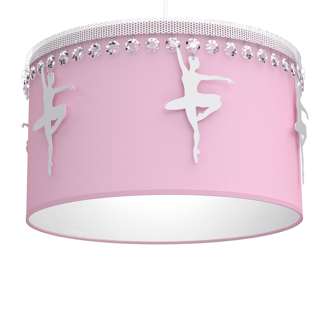 Baletnica Pink Pendant Lamp 1xe27 Beautiful Hand Made Lamp With Soft Fabric Shade Decorated With Ballerinas And Crystals