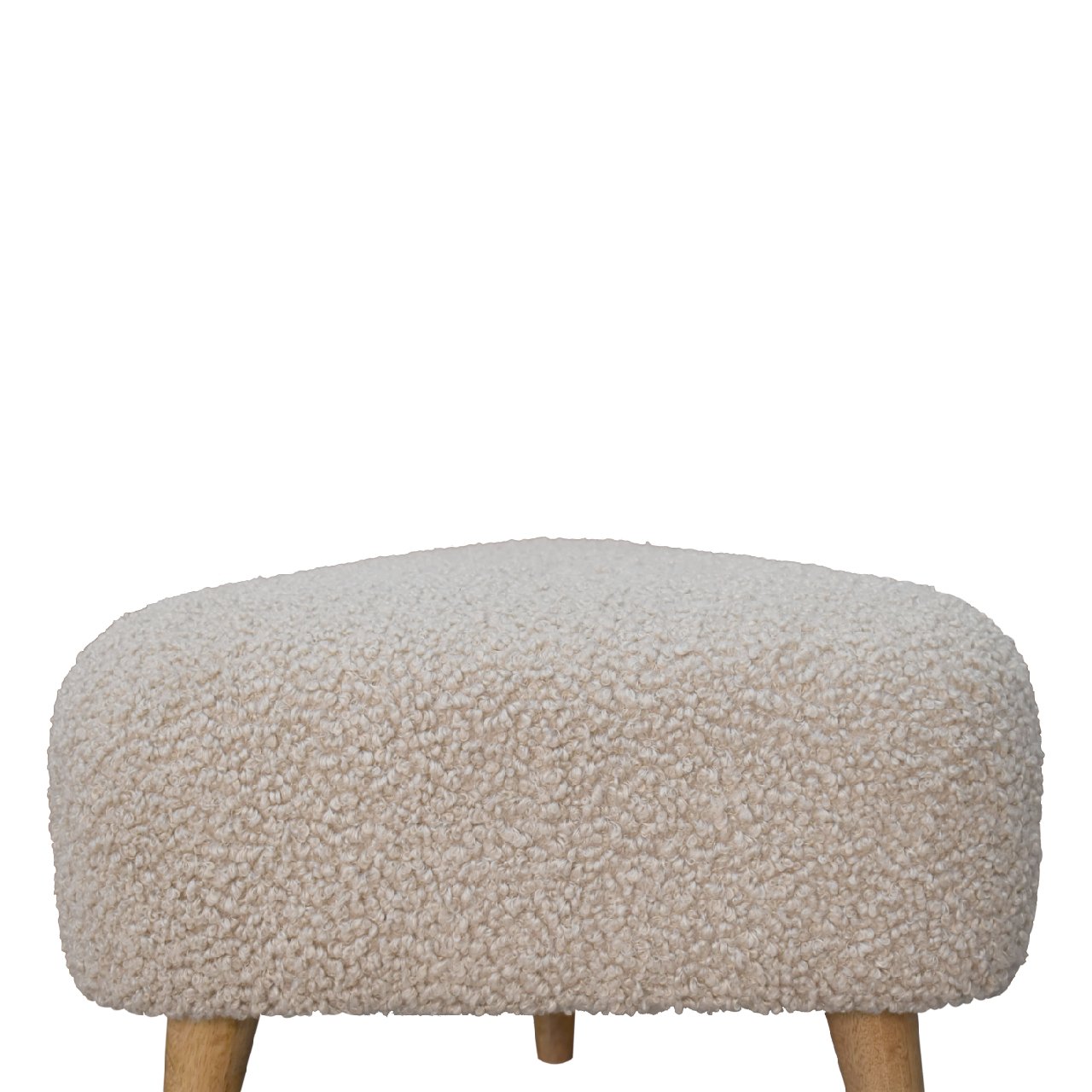 Solid Mango Wood Mud Boucle Triangle Footstool