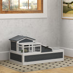 Pawhut Wooden Tortoise House Indoor Outdoor W/ Balcony, Tray, Openable Roof