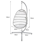 Stylish Azura Hanging Egg Chair With Deep Grey Cushions For Outdoor Relaxation | Gray