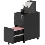 Steel File Cabinet With Lock And Wheels For Home Office | One Size | Black