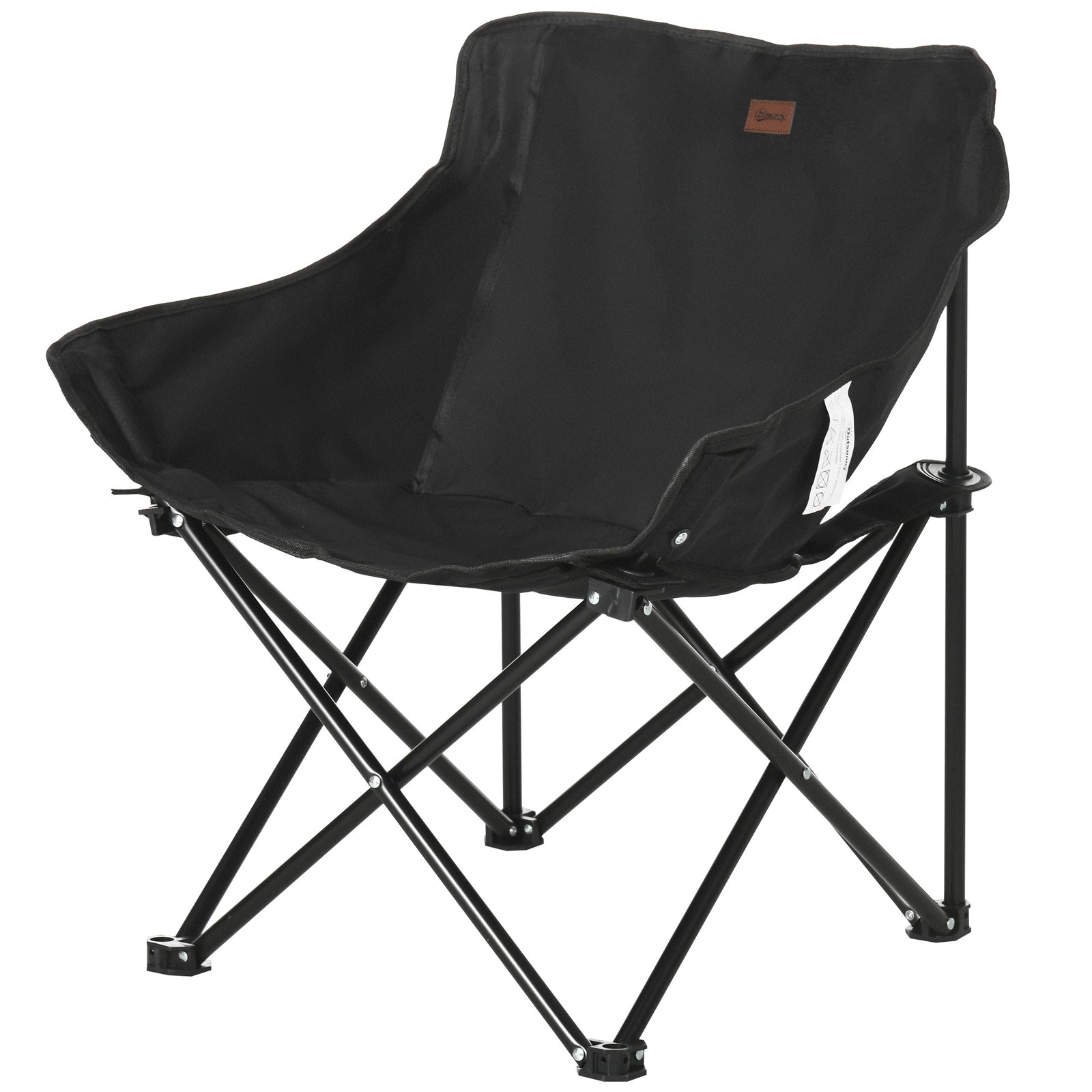 Folding Camping Chair W/ Carrying Bag And Storage Pocket | Black