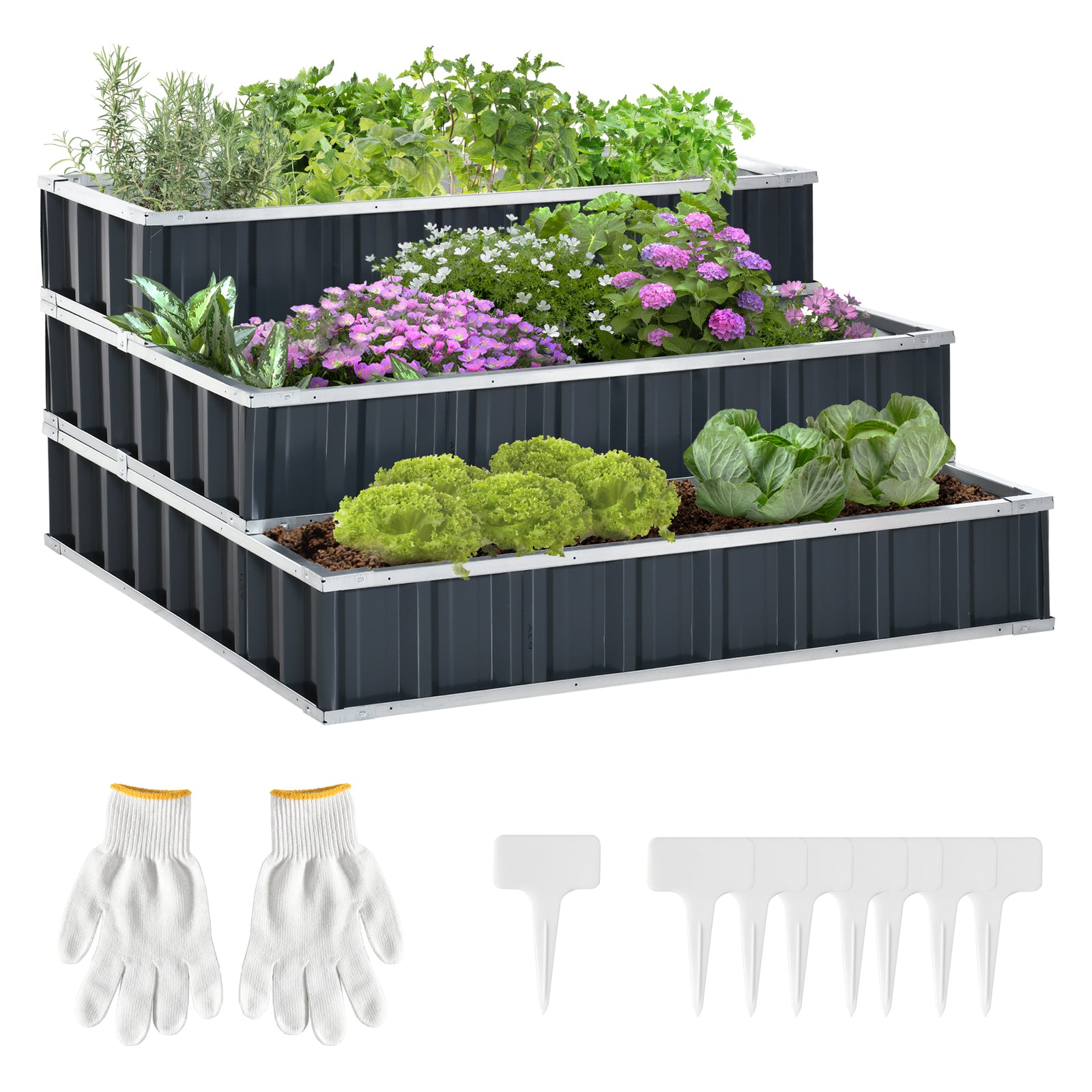 3 Tier Raised Garden Bed With Gloves Easy Assembly