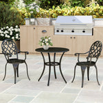 3pcs Bistro Set, Aluminium Garden Table And Chairs | Black