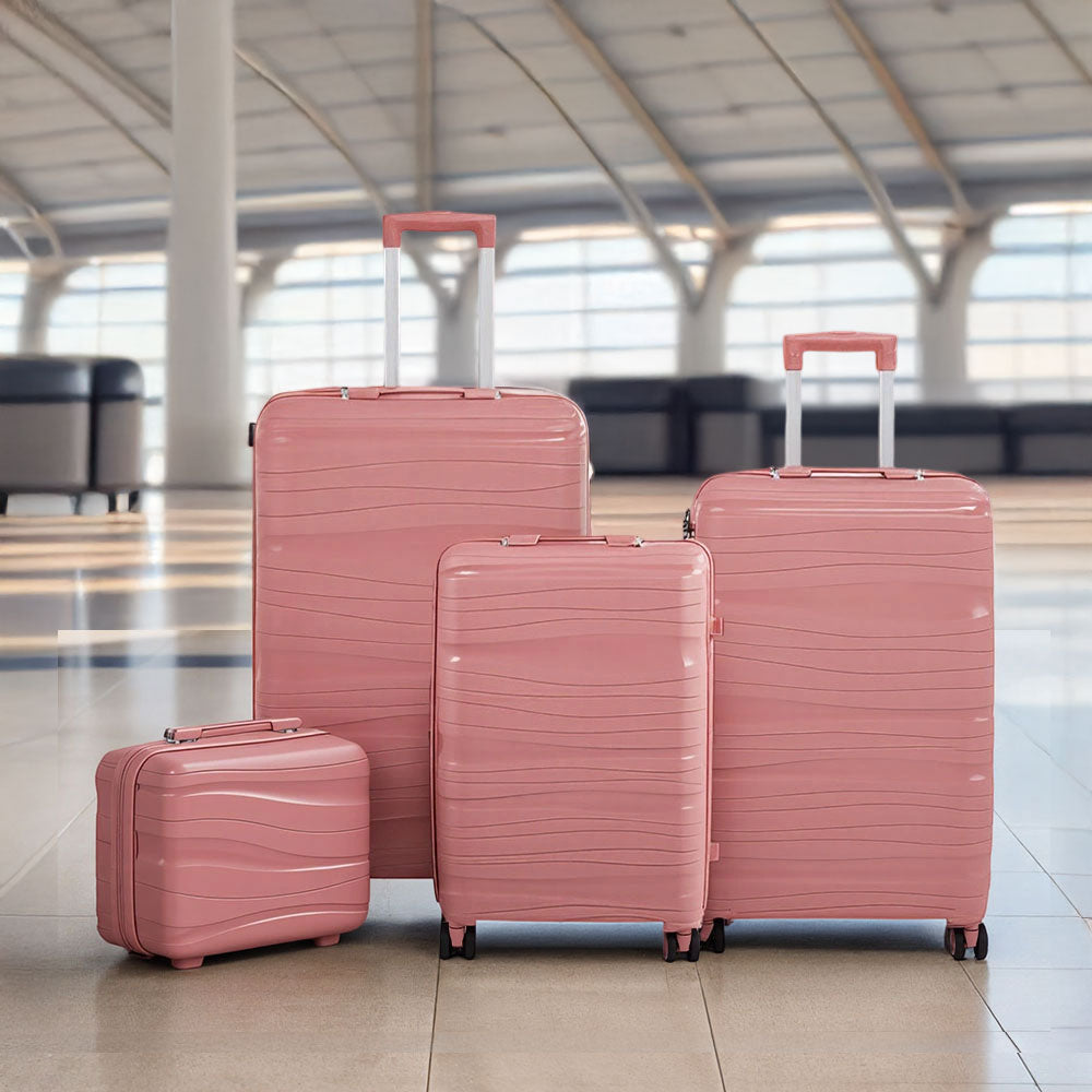 4pcs Lockable Travel Suitcase Set | Pink