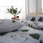 Snowman Printed 100% Brushed Cotton Duvet Cover Set | King | White