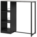 HOMCOM Breakfast Bar Table With 3-tier Storage Shelf And Wine Rack, Black