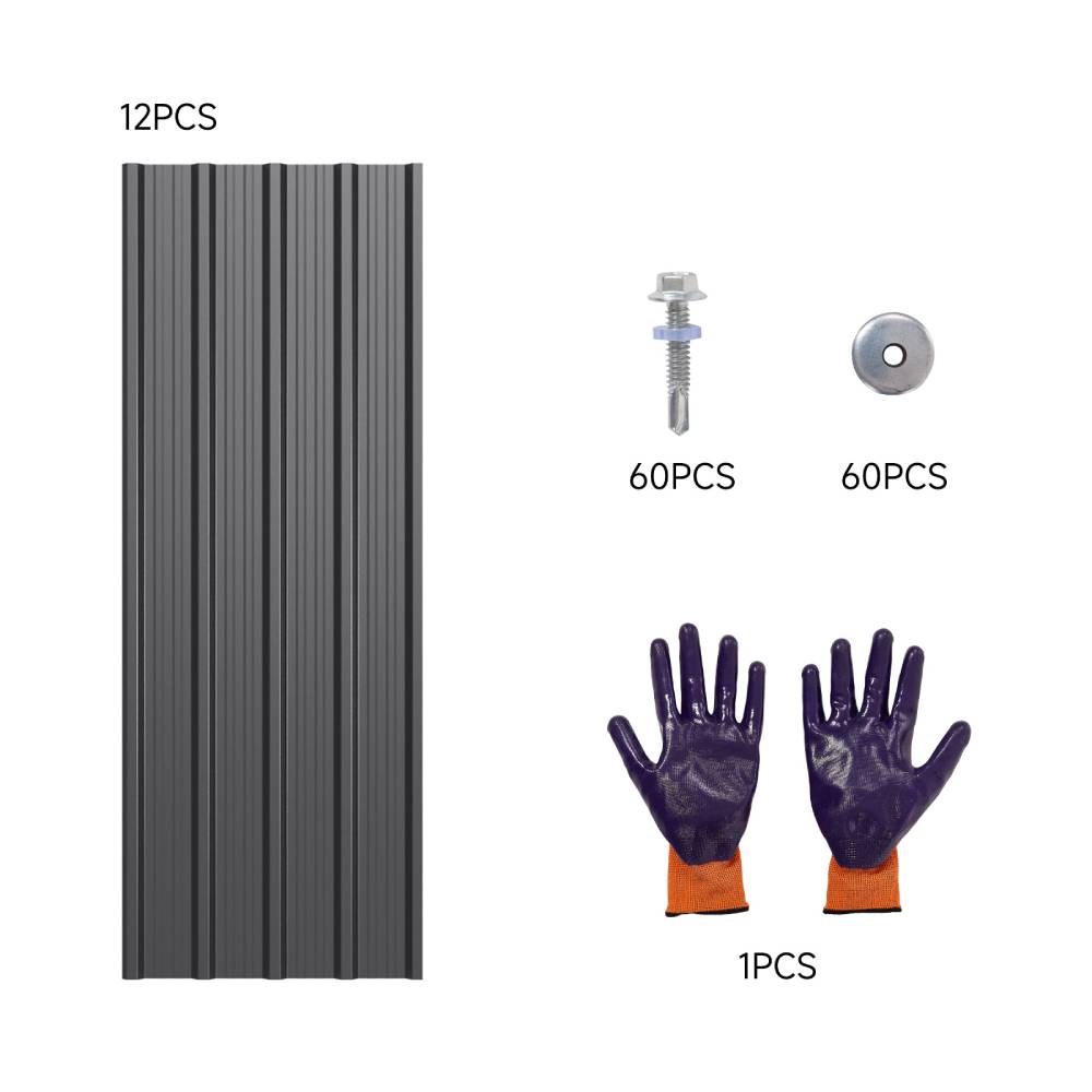 12pcs Galvanised Steel Corrugated Roofing Sheets | Grey