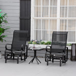 3 Pcs Rocking Chair Gliding Chair Set W/ Table For Patio | Black