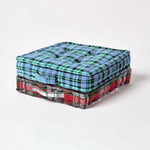 Cotton Tartan Check Floor Cushion | 50cm x 50cm | Blackwatch