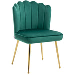 Velvet-feel Shell Accent Chair Bedroom Lounge Metal Legs | One Size | Green