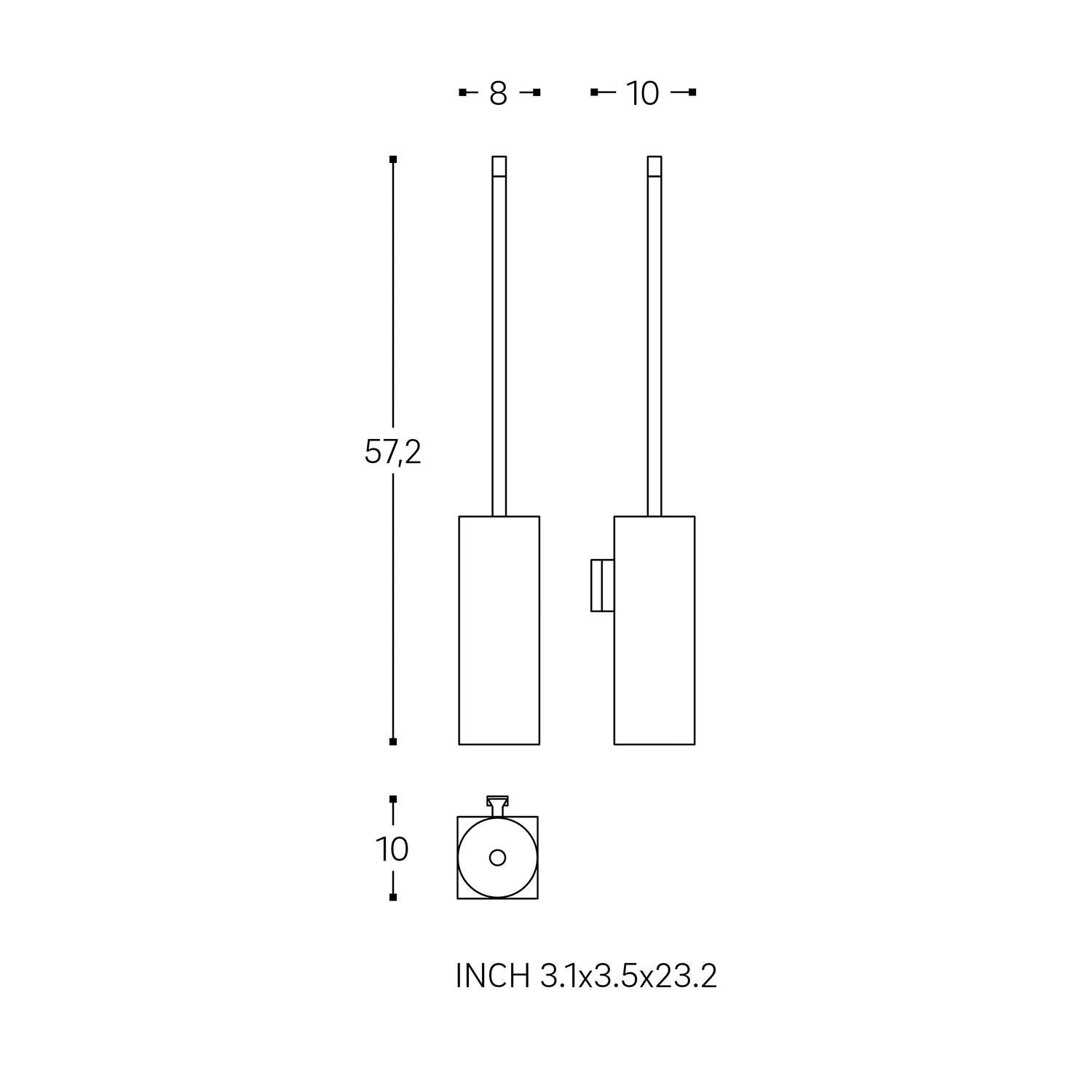 Toilet Brush, Siver Gloss, Wall-mounted. Collection Metric