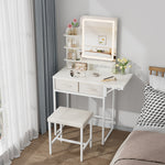 Led Mirror Dressing Table And Stool Set With Power Strip