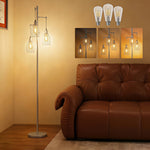 Industrial 3-light Floor Lamp Dimmable Led Standing Lamp | Silver