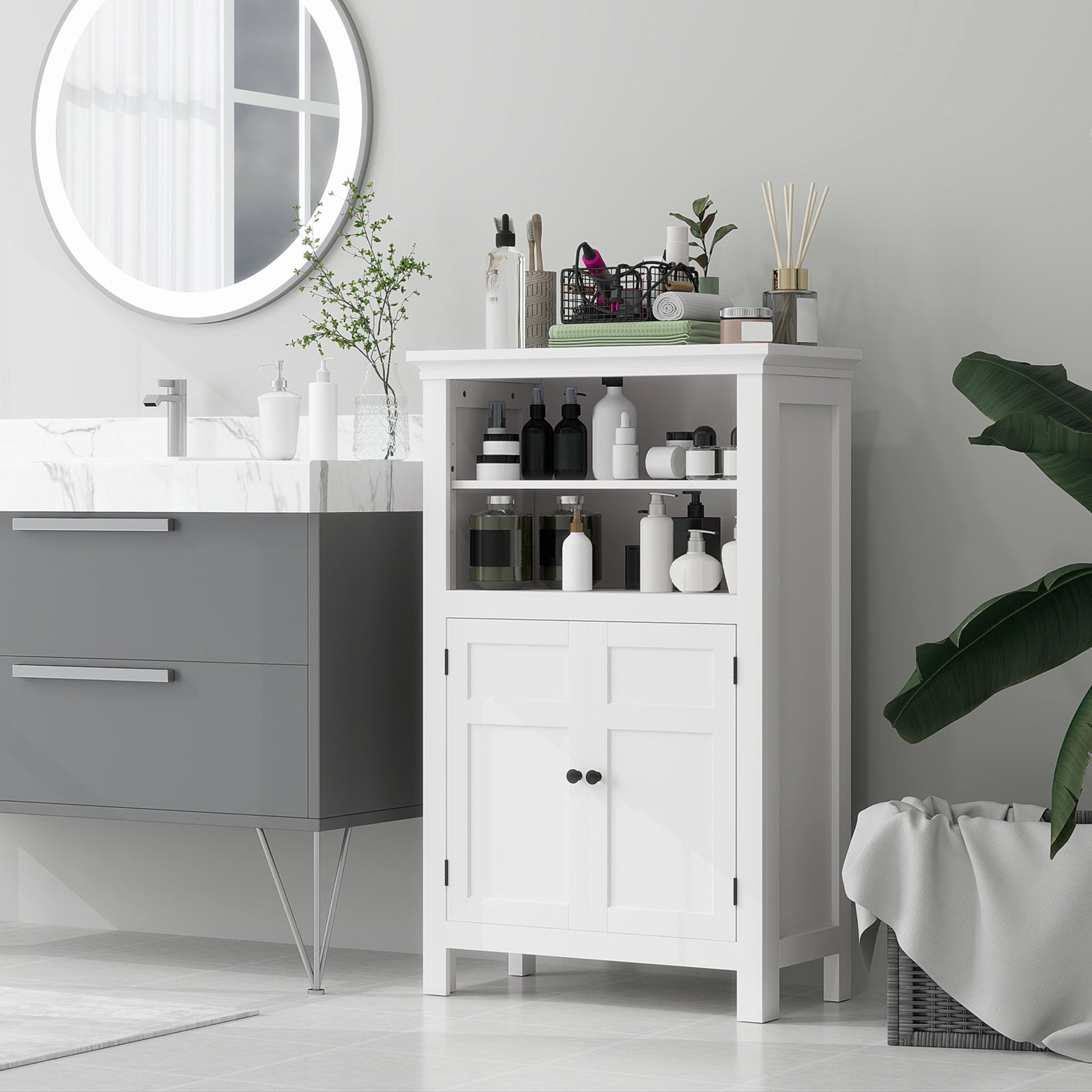 Modern Bathroom Storage Cabinet, White