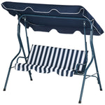 3-person Garden Swing Chair With Adjustable Canopy, Stripes | Blue