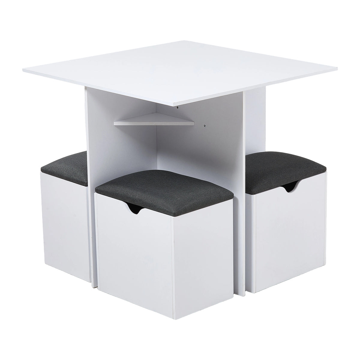 Living and Home Kitchen Dinning Table & Storage Stools Set