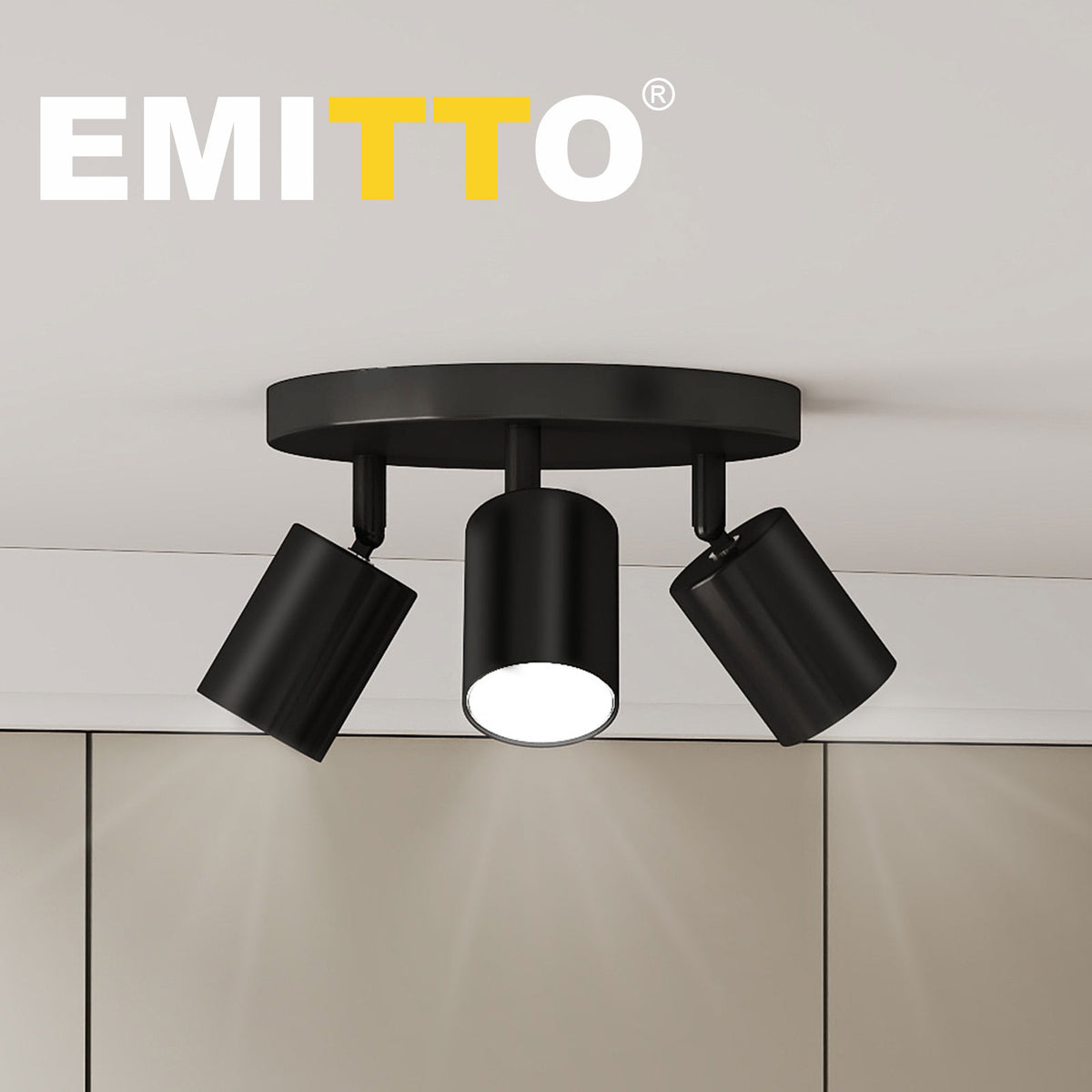 Emitto 3-way Spotlight Ceiling Light Adjustable Gu10 Modern Round Base