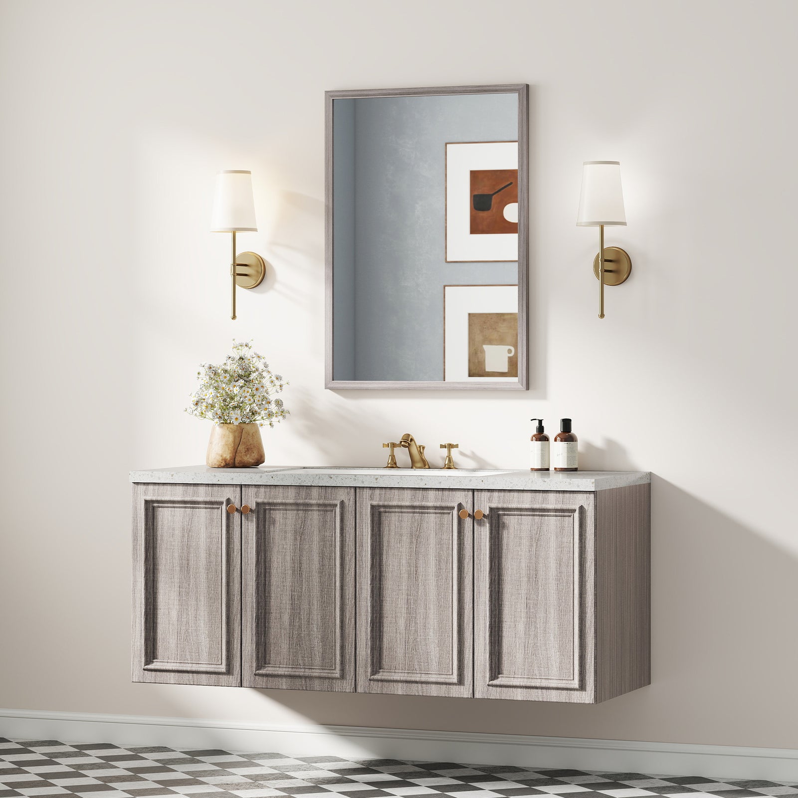 70x50cm Wall Bathroom Mirror For Home Decor, Vanity Mirror | Grey