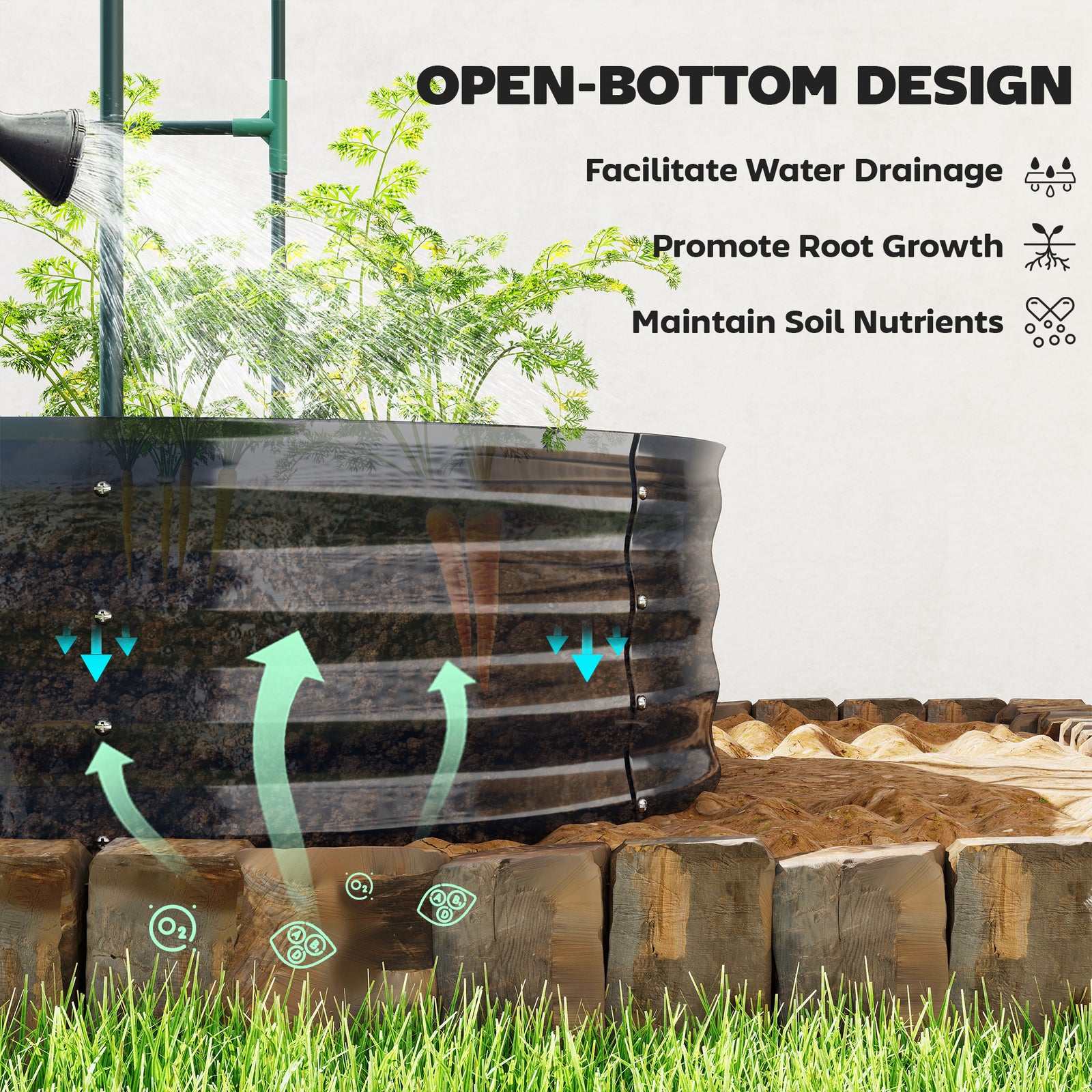 5 X 3 X 6ft Galvanised Raised Garden Bed With Trellis | Dark Grey
