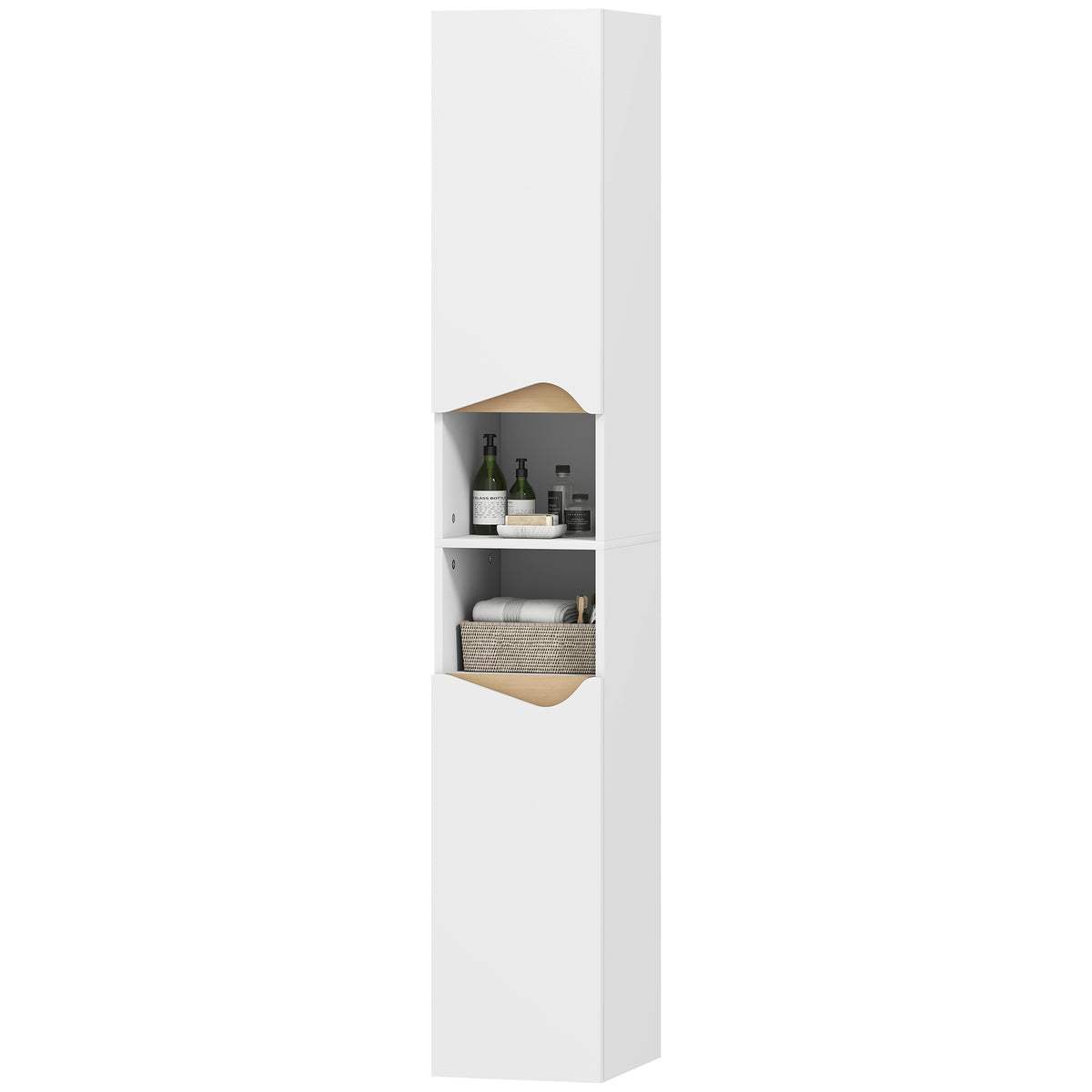 HOMCOM Slim Bathroom Storage Cabinet, Tall Bathroom Cabinet With 2 Doors