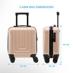 45x36x20cm Lightweight Underseat Cabin Carry On Suitcase - 100+ Airline Approved - Hard Shell Luggage - 4 Wheels | 45 x 36 x 20cm | Champagne