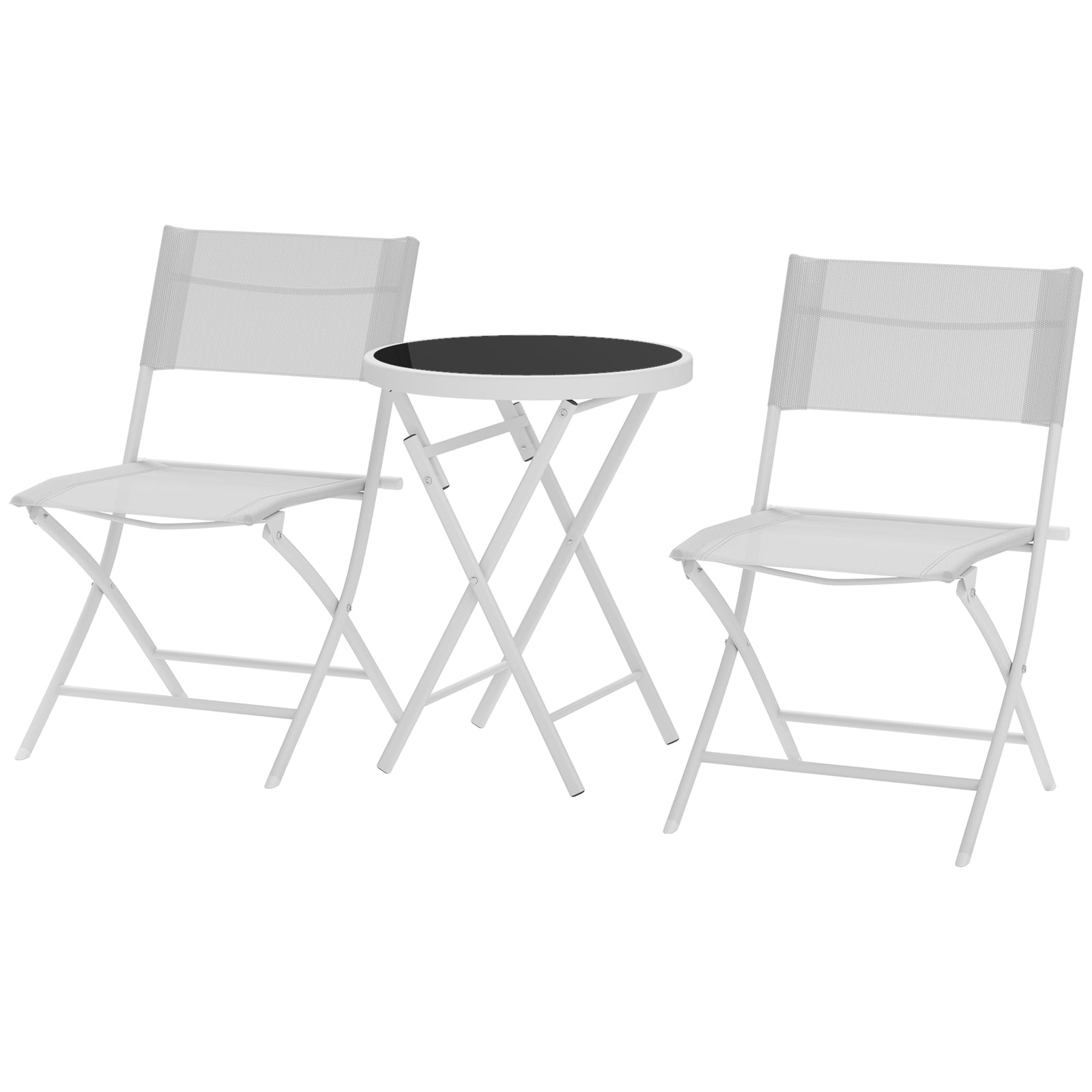 3 Pieces Outdoor Bistro Set, Glass Top Table And Chairs
