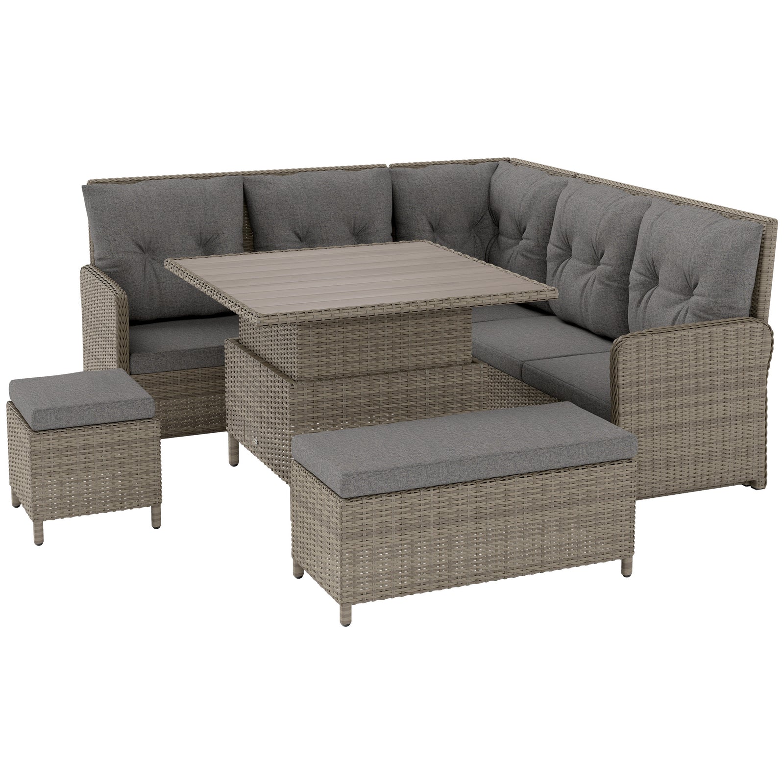 6 Pcs Patio Pe Rattan Garden Furniture Conversation Sofa