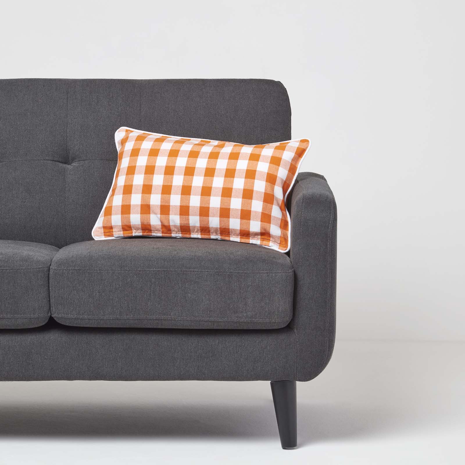 Block Check Cotton Gingham Cushion Cover | 30cm x 50cm | Orange