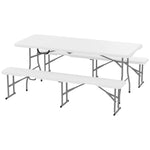 3 Piece Folding Picnic Table And Bench Set W/ Handles