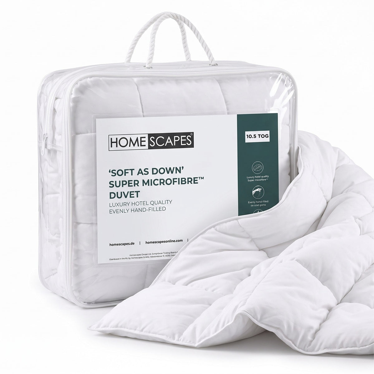 Luxury Hotel Quality Super Microfibre 10.5 Tog Autumn Duvet | King | White
