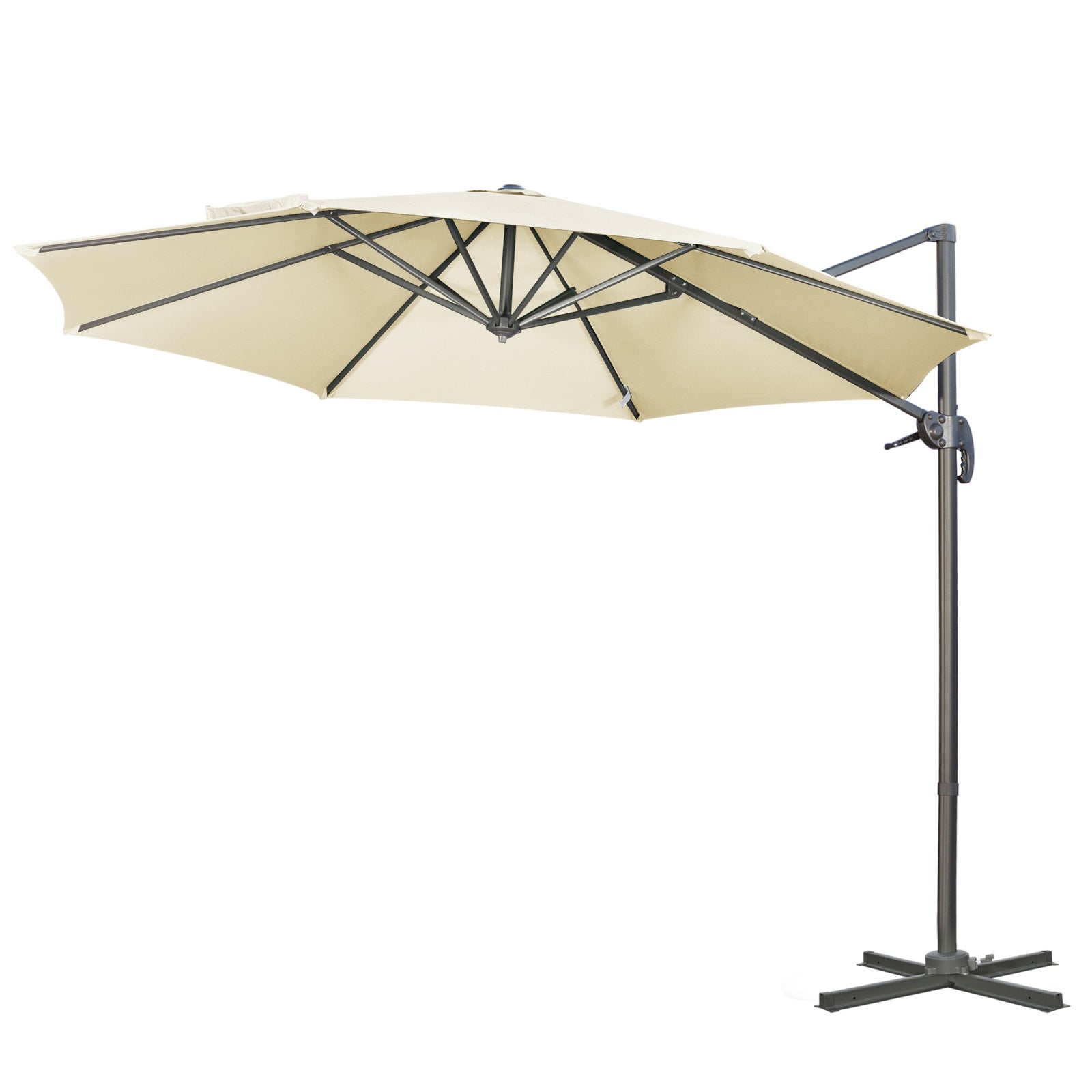 3x3m Cantilever Parasol W/ 360° Crank Handle Tilt | Cream