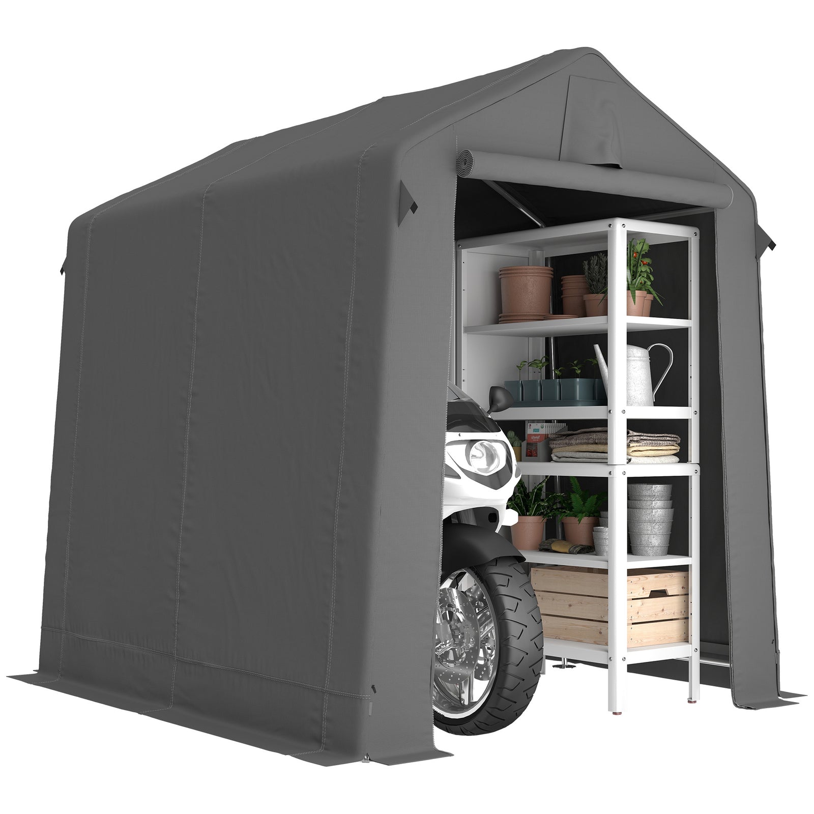 7.5 X 6.2 Ft Outdoor Garden Storage Shed, Waterproof Bike Tent