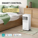 7000btu Portable 3-in-1 Air Conditioner With Wifi App Control, Cooling Fan & Dehumidifier, Remote Control, 24h Timer