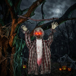 HOMCOM 43" Hanging Animated Chained Zombie Halloween Decoration For Scary Garden
