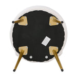 Cream Faux Fur Vanity Stool Chair With Metal Legs