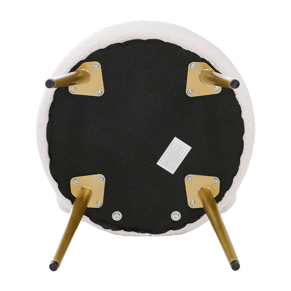 Cream Faux Fur Vanity Stool Chair With Metal Legs