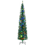 6/7.5ft Artificial Pencil Christmas Tree With Steel Base | 7.5ft | Green