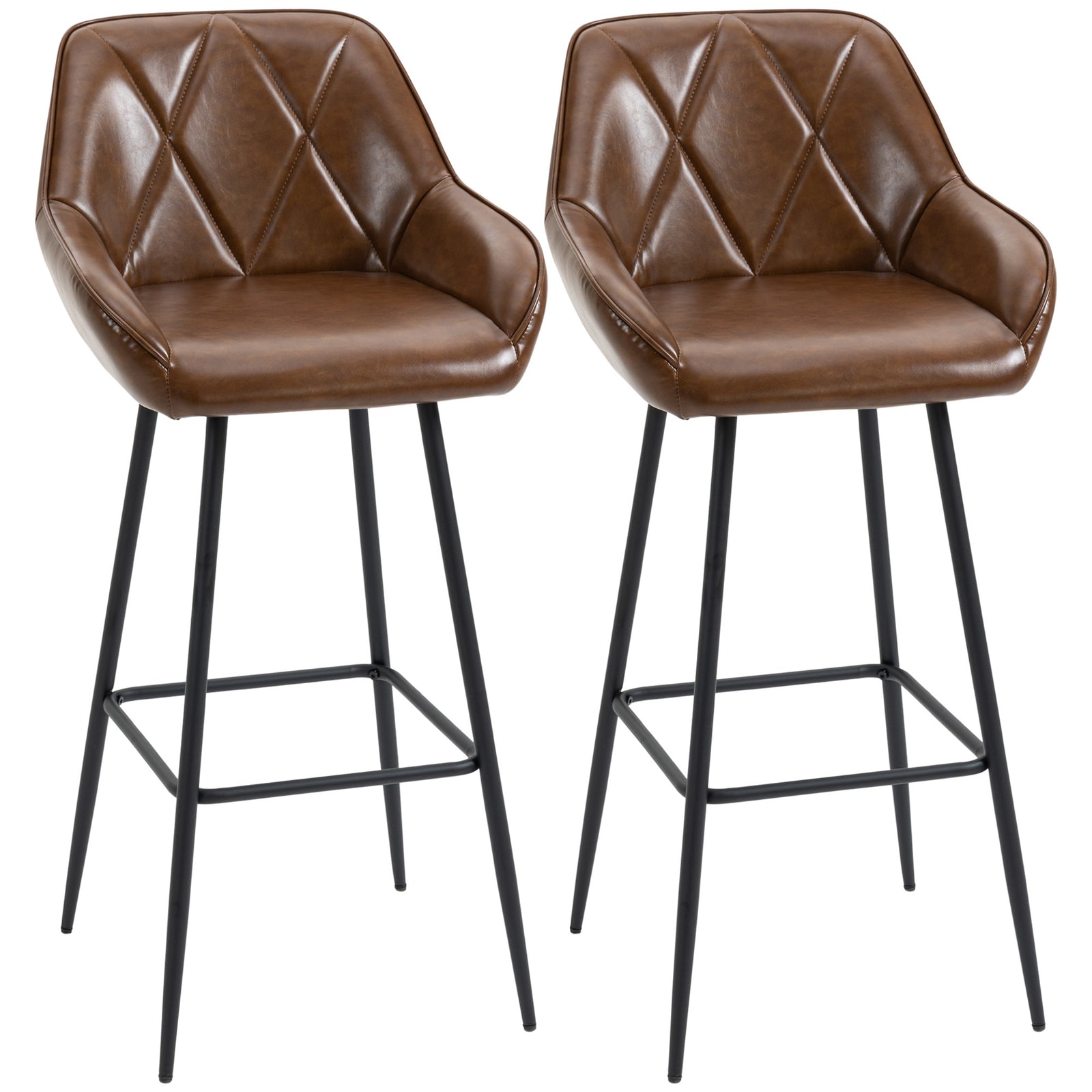 Retro Bar Chairs With Footrests Steel Legs