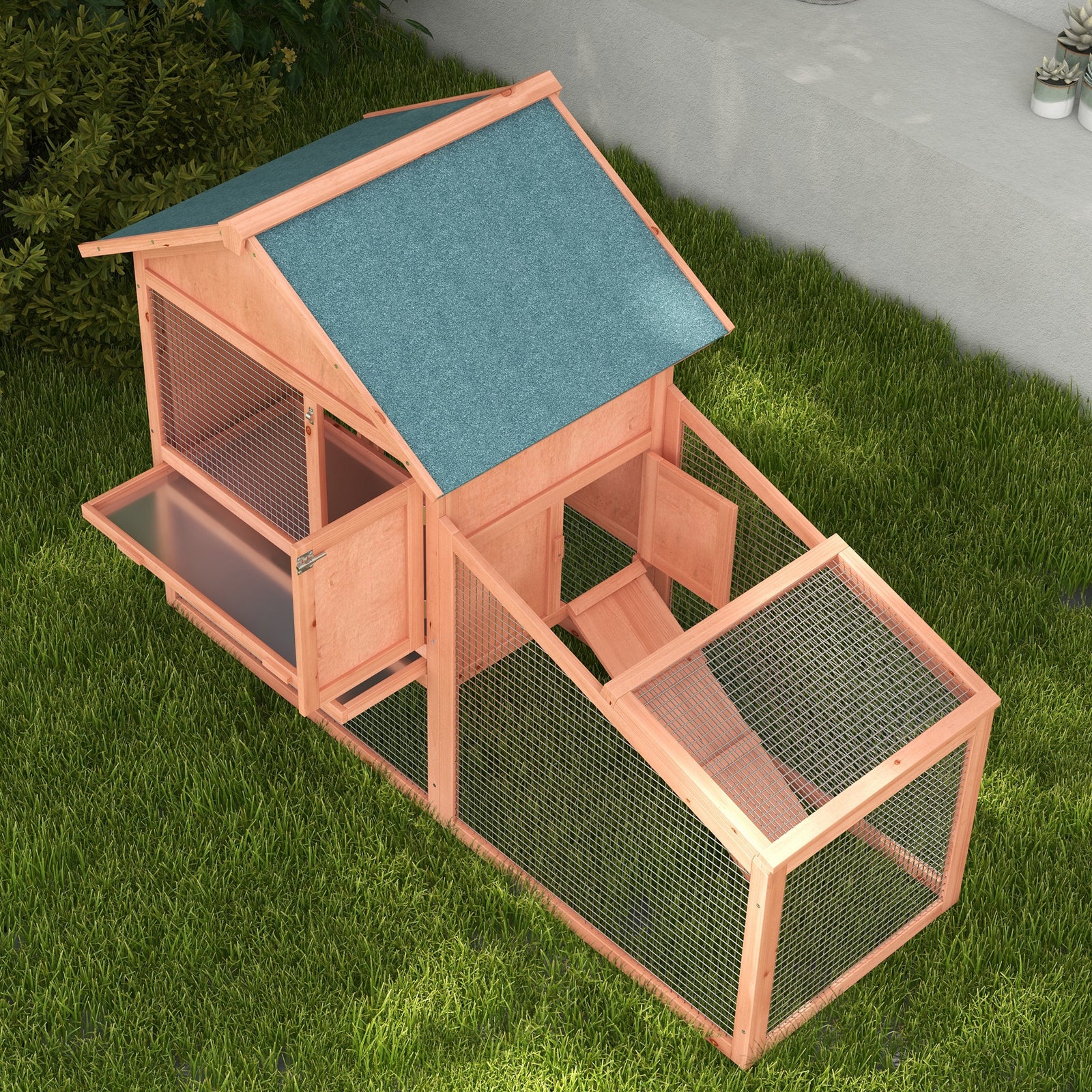 Wood Rabbit,bunny,guinea Pig Hutch Water-resistant W/ Ramp Outdoor Use
