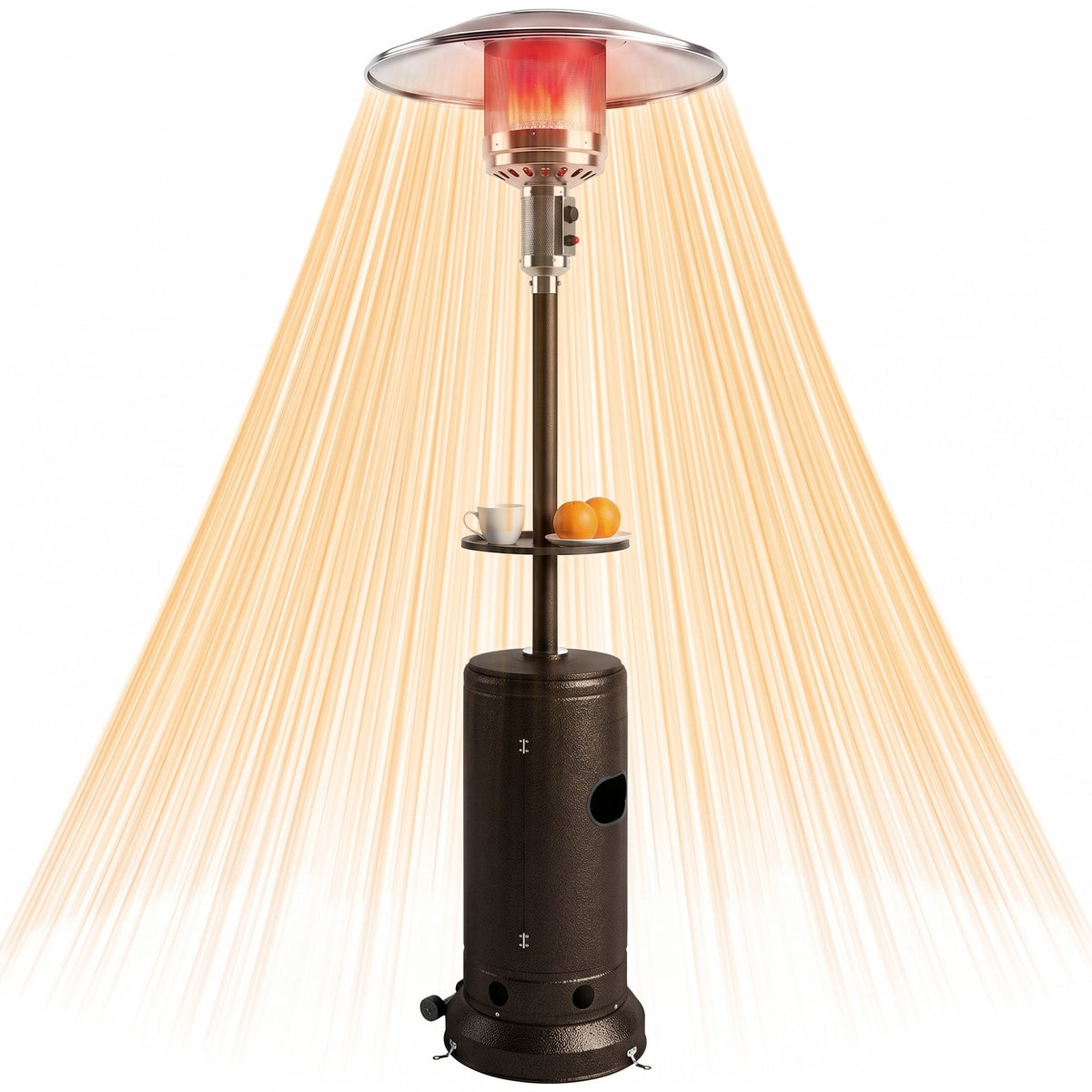 Gas Patio Heater W/ Table Tray, 13 Kw Propane Outdoor Heater, Brown