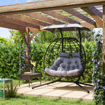 Black Double Rattan Egg Chair W/ Canopy