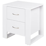 2 Drawer Boxy Bedside Table W/ Handles Elevated Base | One Size | White