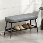 Shoe Bench, Pu Leather Shoe Storage Bench For Entryway | Grey