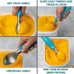 BlauKe Stainless Steel Ice Cream Scoop - Professional Ice Cream Scooper With Comfortable Non-slip Rubber Grip - Dishwasher Safe