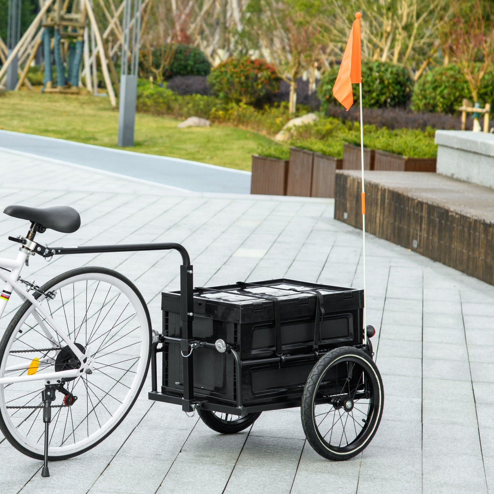 Bike Cargo Trailer With 65l Foldable Box | Black