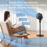 40in Pedestal Fan Smartvoice With Remote Control & 12h Timer | Black