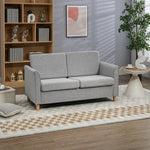 Double Seat Sofa Linen Upholstery Loveseat Couch Armrests | One Size | Charcoal Gray