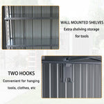8x8ft Galvanized Steel Garden Shed With 1.1m Lean-to Extension & Shelves – Heavy Duty Outdoor Storage Shed With Firewood Roof & Ample Space